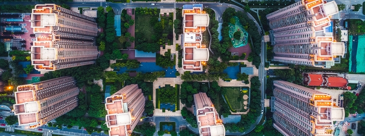 Aerial view of residential building