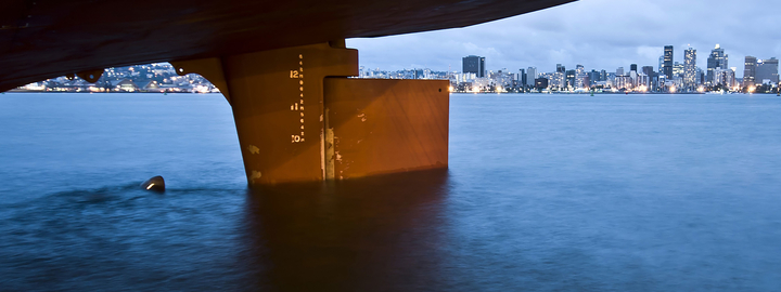 Rudder of a large vessel.