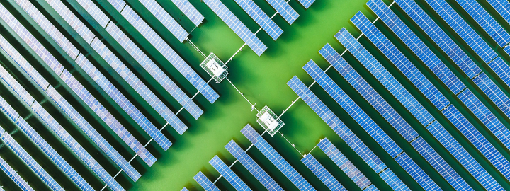 Top view of solar panels