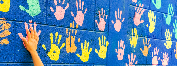 Children's hands on a wall, Guatemala