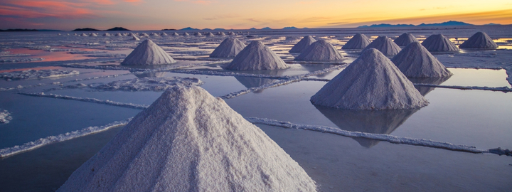 Pillars of salt in El Salar de Uyuni, Bolivia